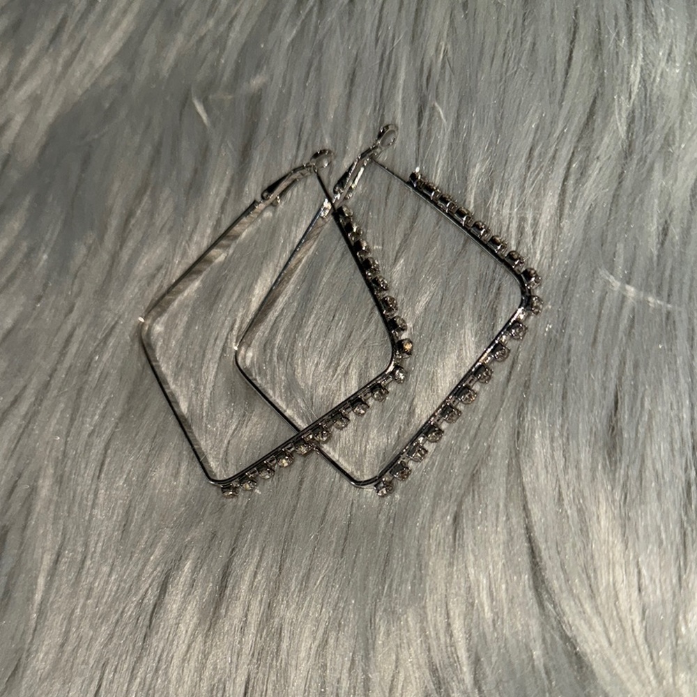 Faux Silver Square Earrings
